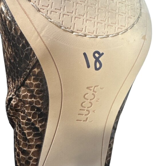 Lucca Lane Brown Snakeskin Print Leather Ankle Boots With Block Heel Size 9Women - Picture 6 of 8
